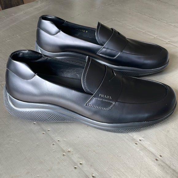 Store display Prada lug sole penny loafers black Oxford flats sz UK 8/US 9 - Picture 1 of 11